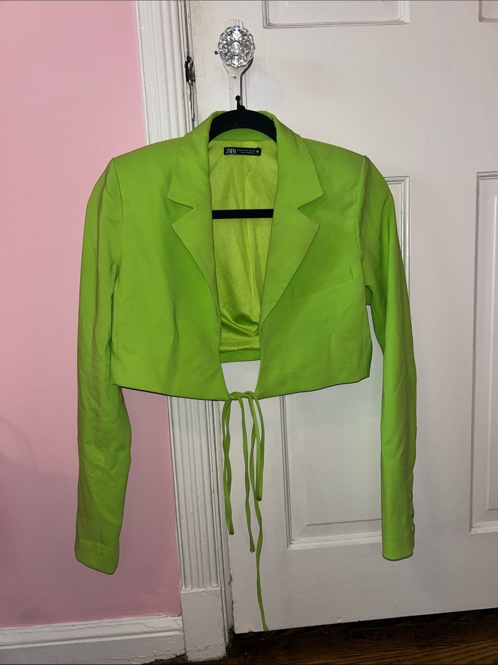 Zara Cropped Tie-Front Blazer